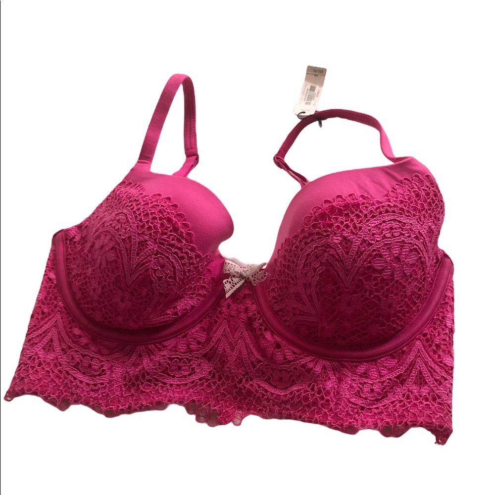 Victoria’s Secret pink lined pink lace Demi bra SZ 32D NWT!